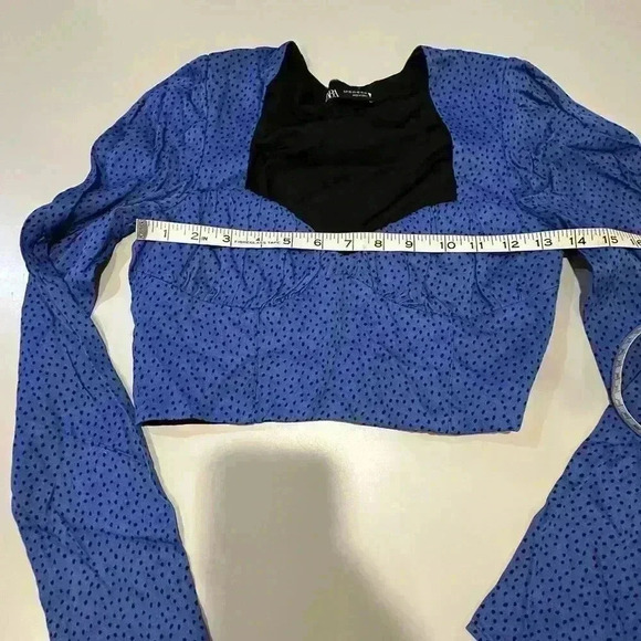Zara Blue Ling Sleeve Crop Top size XS - Picture 3 of 4